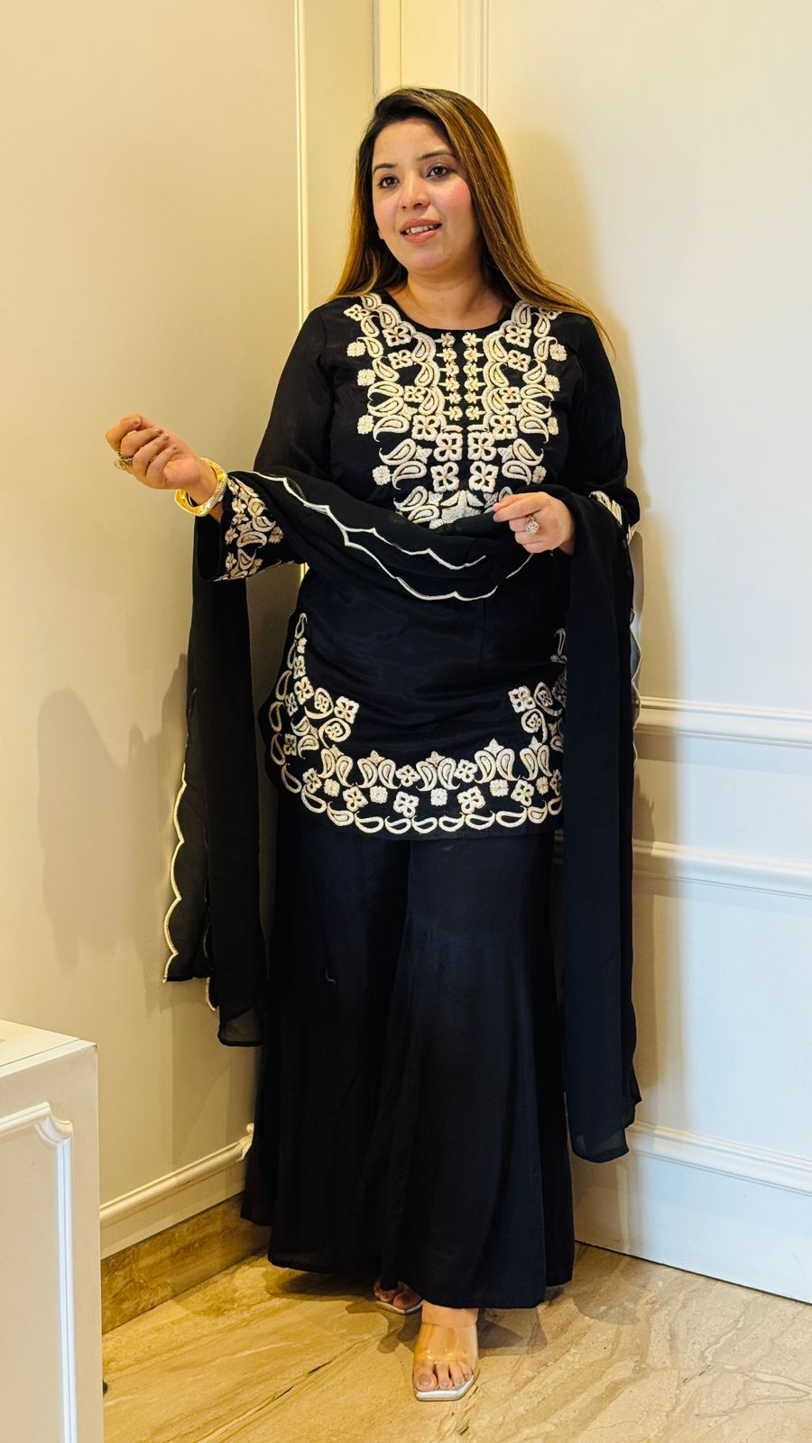 Aaradhya Plazo Set- Black